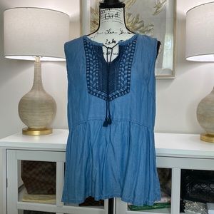 Talbots denim sleeveless top